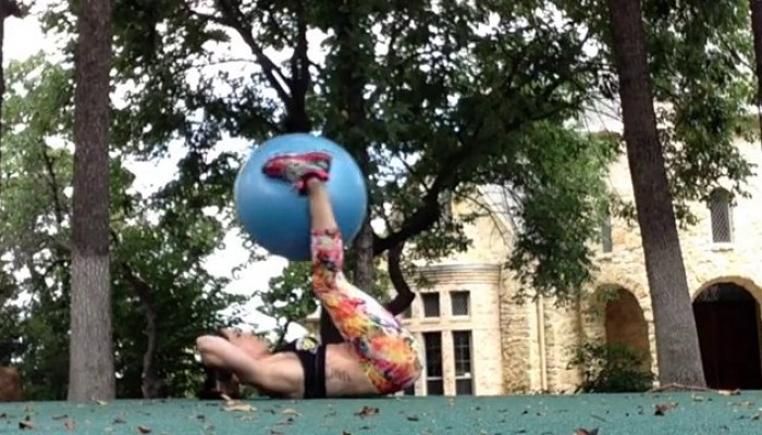 Lying Leg Raise with Swiss Ball