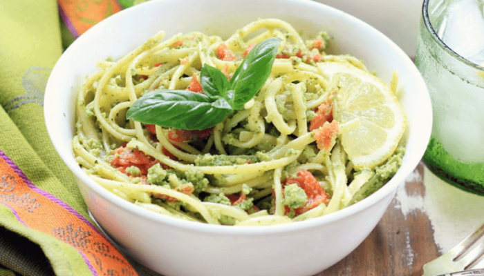 Smoked Salmon Zoodles with Creamy Avocado Pesto