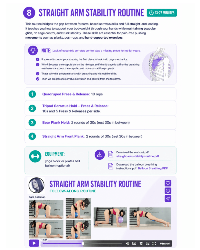 straight arm stability routine